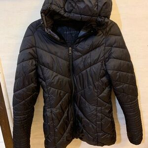 Madden Girl Black Puffer Full Zip High Collar Coat